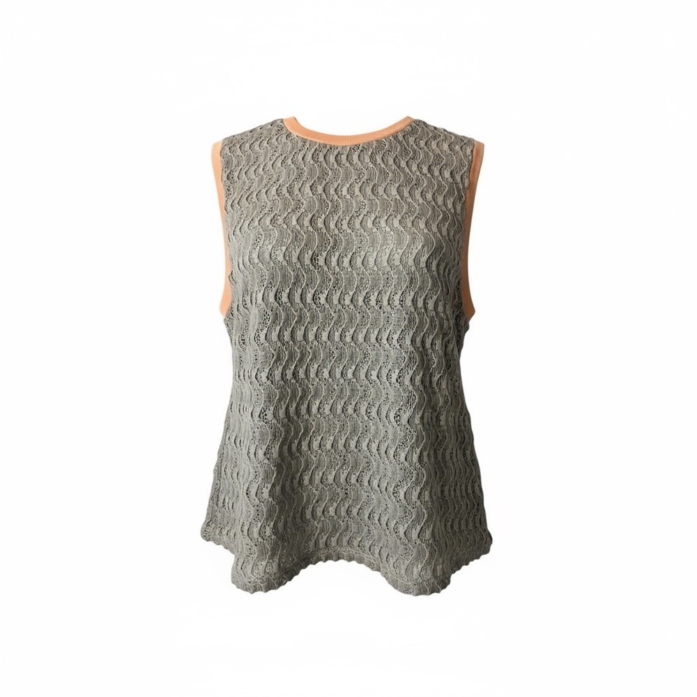 Incerun Blue Lace Mesh Tank Top | Size M | Cream Trim‎ Sheer Y2K Layering